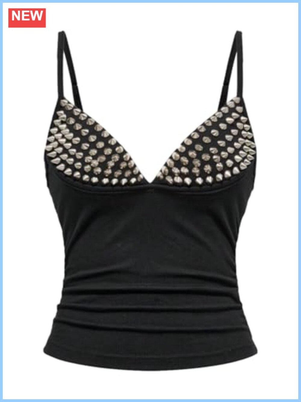 Y2K Studded V-Neck Cami Backless Top Rave Club Party Festival